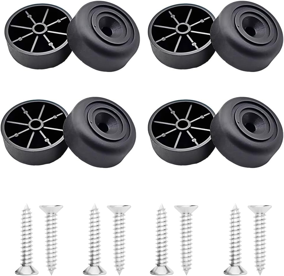 8 picioare rotunde pentru mobilă - Picior de mobilă din plastic negru pentru canapea, scaun, mobilier din lemn (33 x 13 mm) cu 8 chei M4 x 25 mm