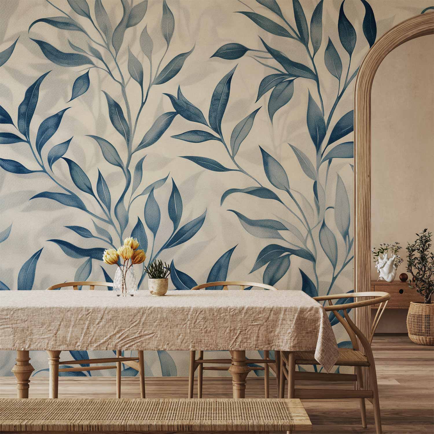 Livingwalls Carta Da Parati TNT Con Motivo Giungla Esotica – Foglie Verde E Blu, 10,05m X 0,53m, Made In Germany