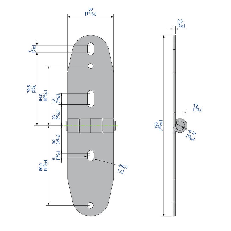 Charnière en acier zingué axe de 10 mm dimension 196x50 mm - 2