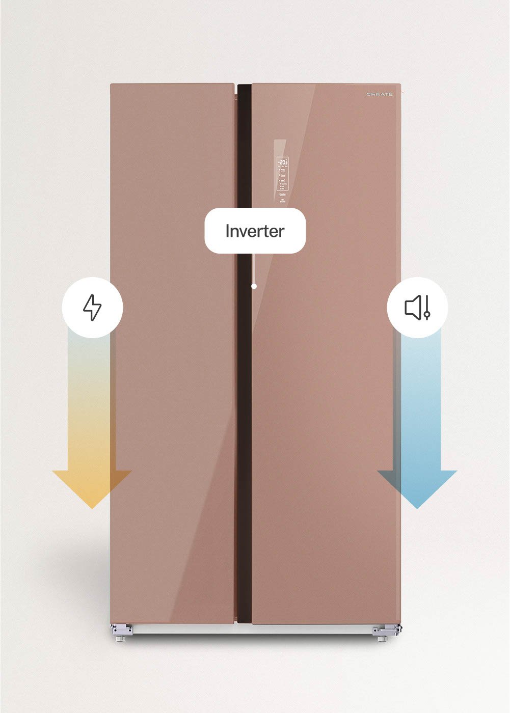 CREATE - FRIDGE STUDIO SIDE BY SIDE 550 - Réfrigérateur Side by Side 550 L No Frost- Moka - 7