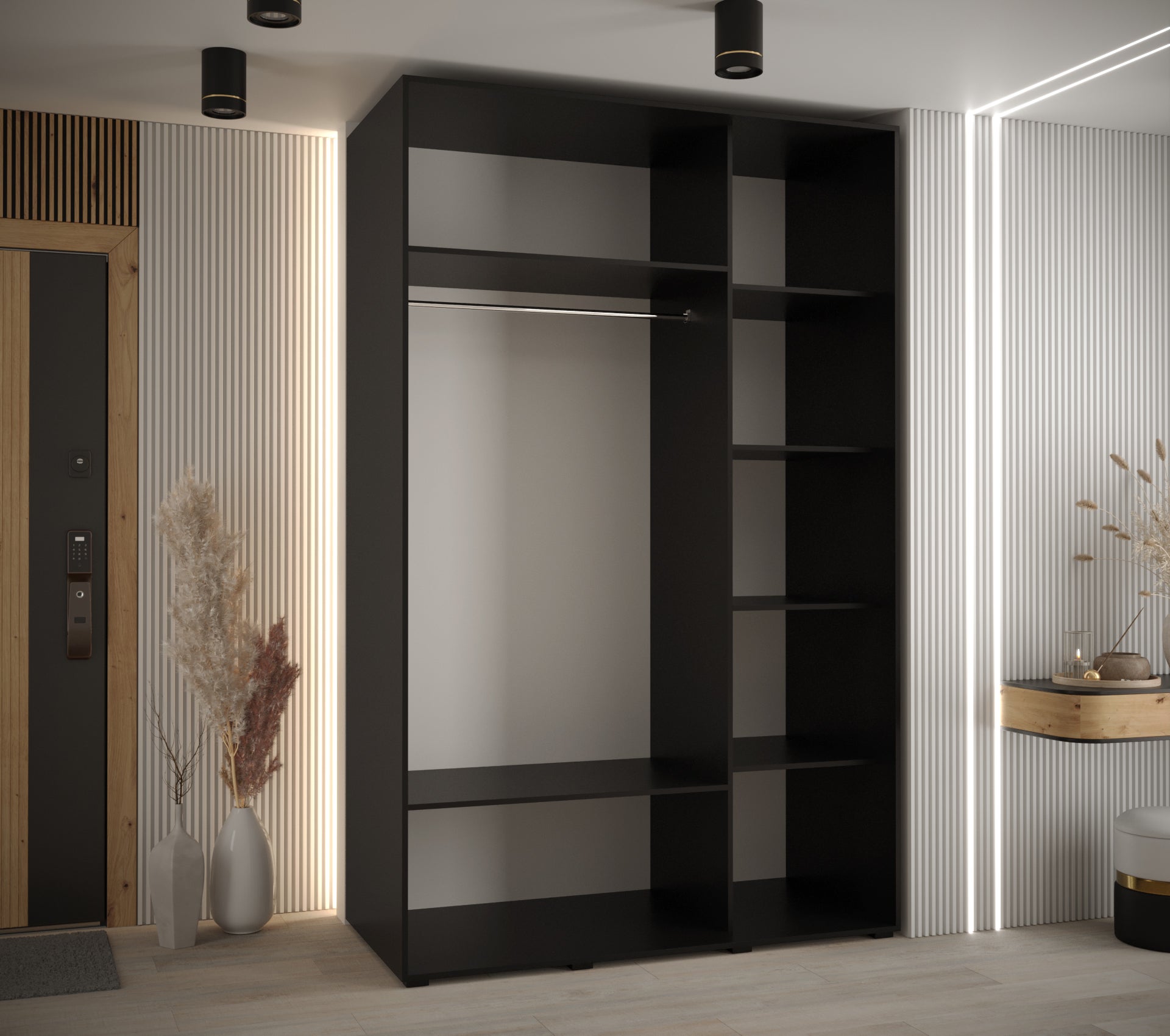 Szafa przesuwna z lustrem wysoka Davos 11 150 x 60 x 235,2 cm czarny + czarny + u. czarny - Abiks Meble - 3