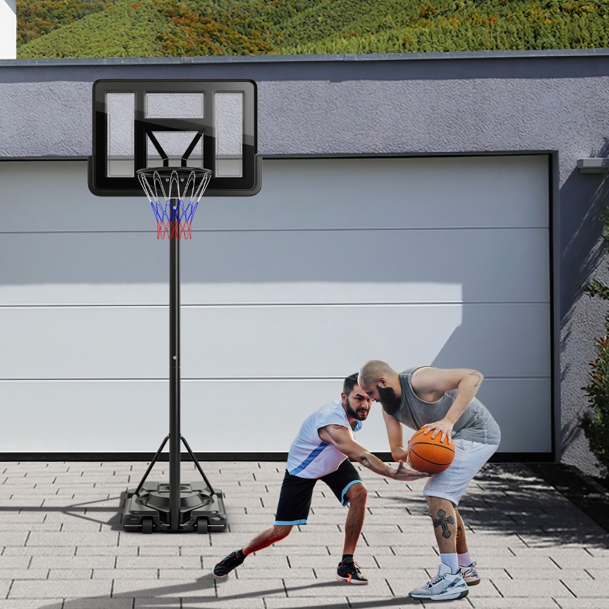 COSTWAY Panier De Basket Sur Pied – Hauteur Réglable 232-305 Cm, Panneau Incassable, Roulettes, Intérieur/extérieur
