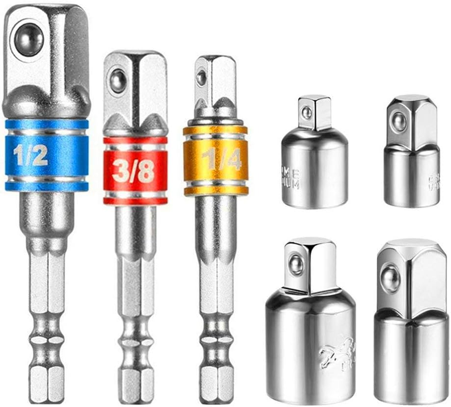 EVANCE Adaptateur Douille Set 1/2 3/8 1/4 - Convertisseurs Clé à Cliquet Pour Perceuse