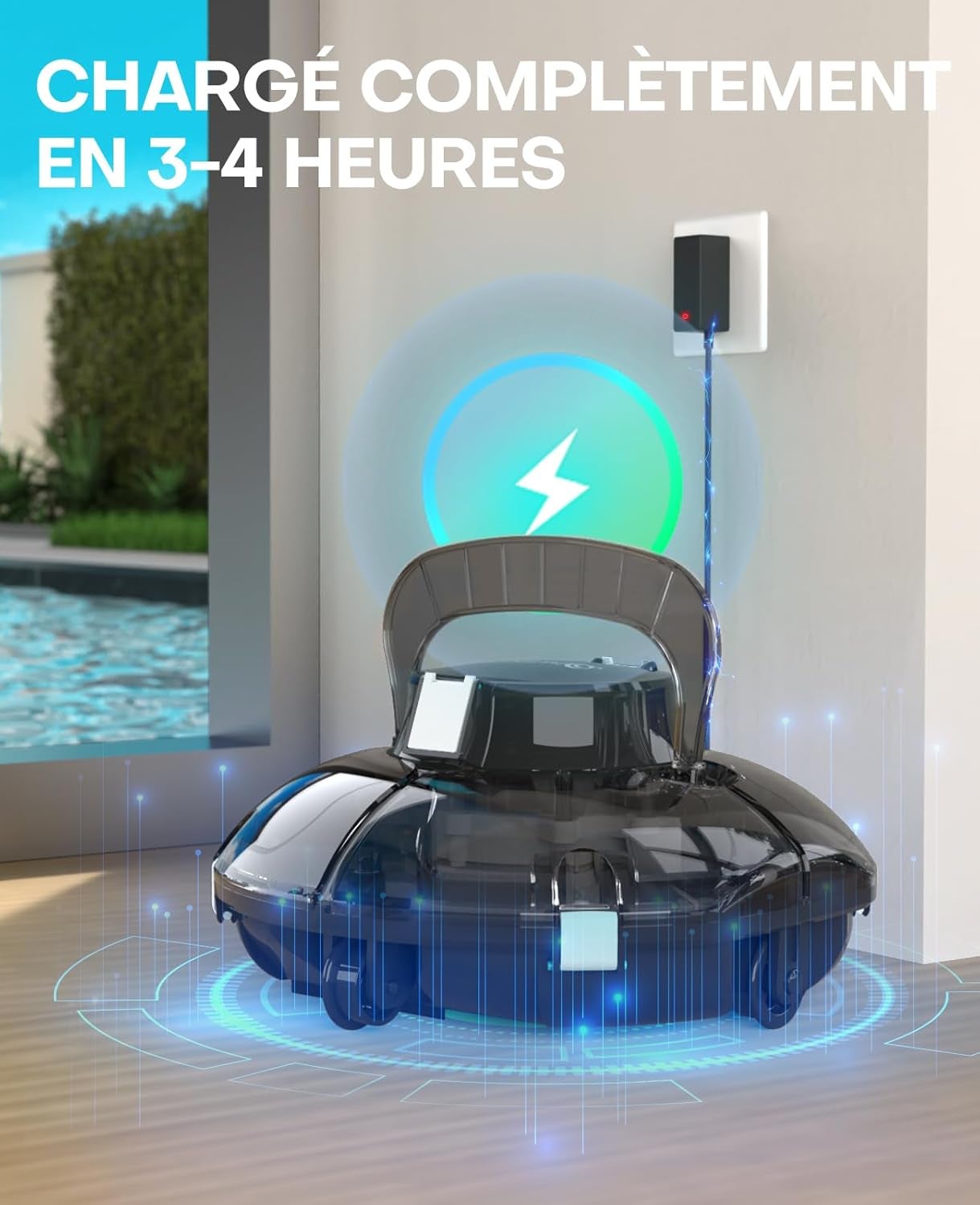 Robot de Piscine Sans Fil WINNY 200 Idéal pour Piscines Hors Sol Double Filtration, Autonomie 75 min, Léger et Compact - 5
