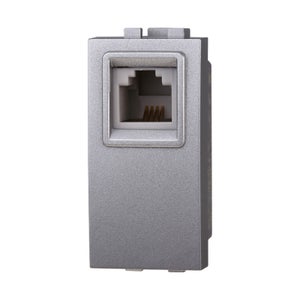 Connettore Telefonico Doppio RJ11 Serie 8000 Da Incasso – Finitura Argento Elegante, Ideale Per Pareti E Mobili, Perfetto Per Ufficio E Casa