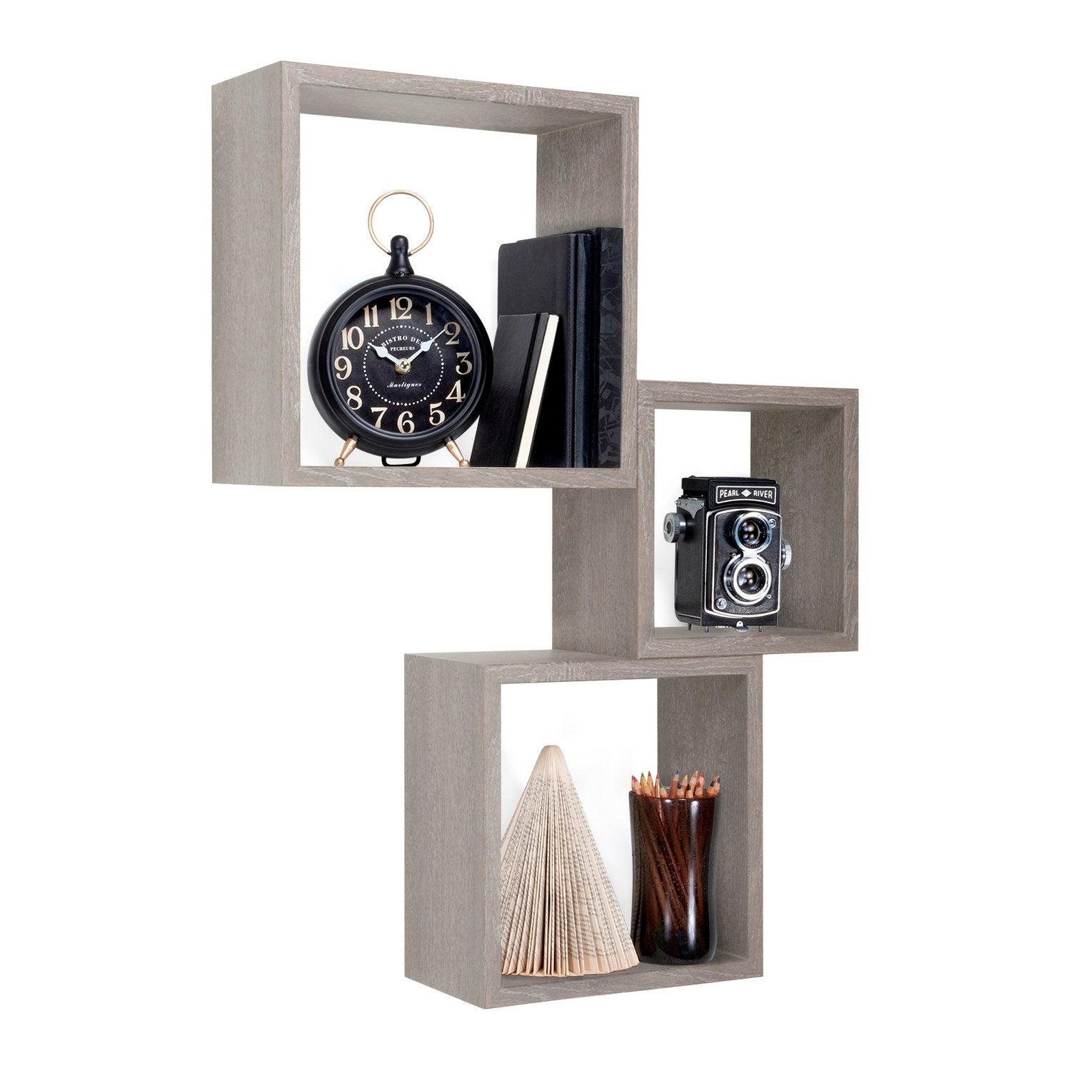 Étagères cubiques murales Lot de 3 cubes modulaires Chêne Gris mod. InCubo - 2