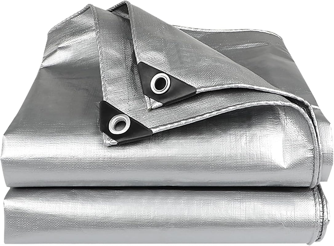 Wodoodporna plandeka zewnętrzna, plandeka na samochód ciężarowy do ogrodu, na podwórko, meble, 3 x 5 m (srebrna)