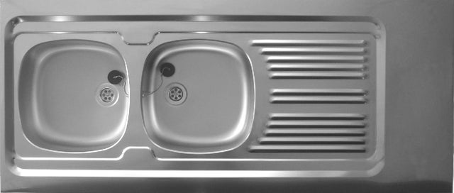 Moderna - Evier Lavelli à poser 140 x 60 cm - 2 cuves 1 égouttoir Inox lisse - EPBV140A00