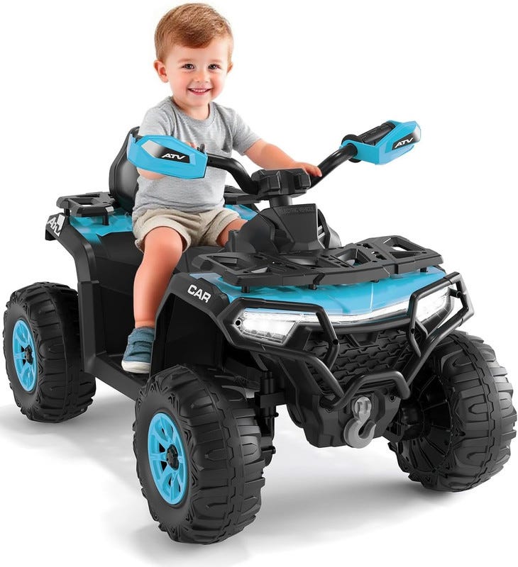 Quad Électrique 12V pour Enfants Tout-Terrain avec Télécommande, Bluetooth, LED, Suspensions, 3-8 Ans Quad Électrique 12V pour Enfants Tout-Terrain avec Télécommande, Bluetooth, LED, Suspensions, 3-8 Ans
