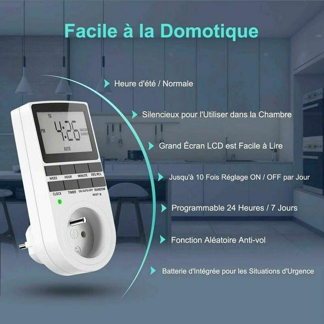 Temporizador digital programável semanal com visor LCD, temporizador elétrico de 12h/24h/7 dias, economia de energia elétrica. - 4