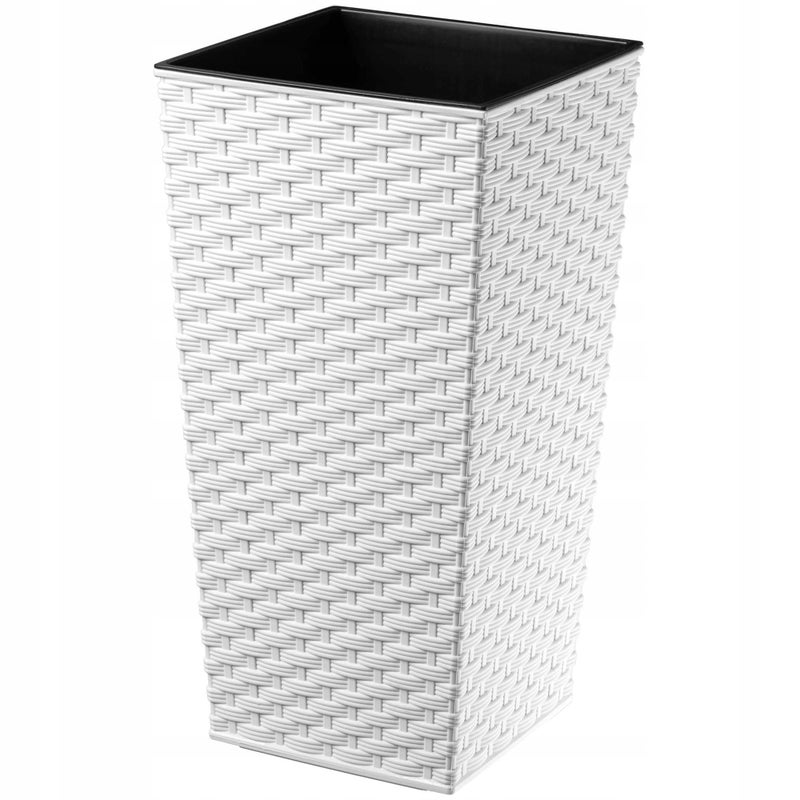 DONICZKA DONICA OGRODOWA Z WKŁADEM NA KWIATY DUŻA WYSOKA 18x36 cm BIAŁA