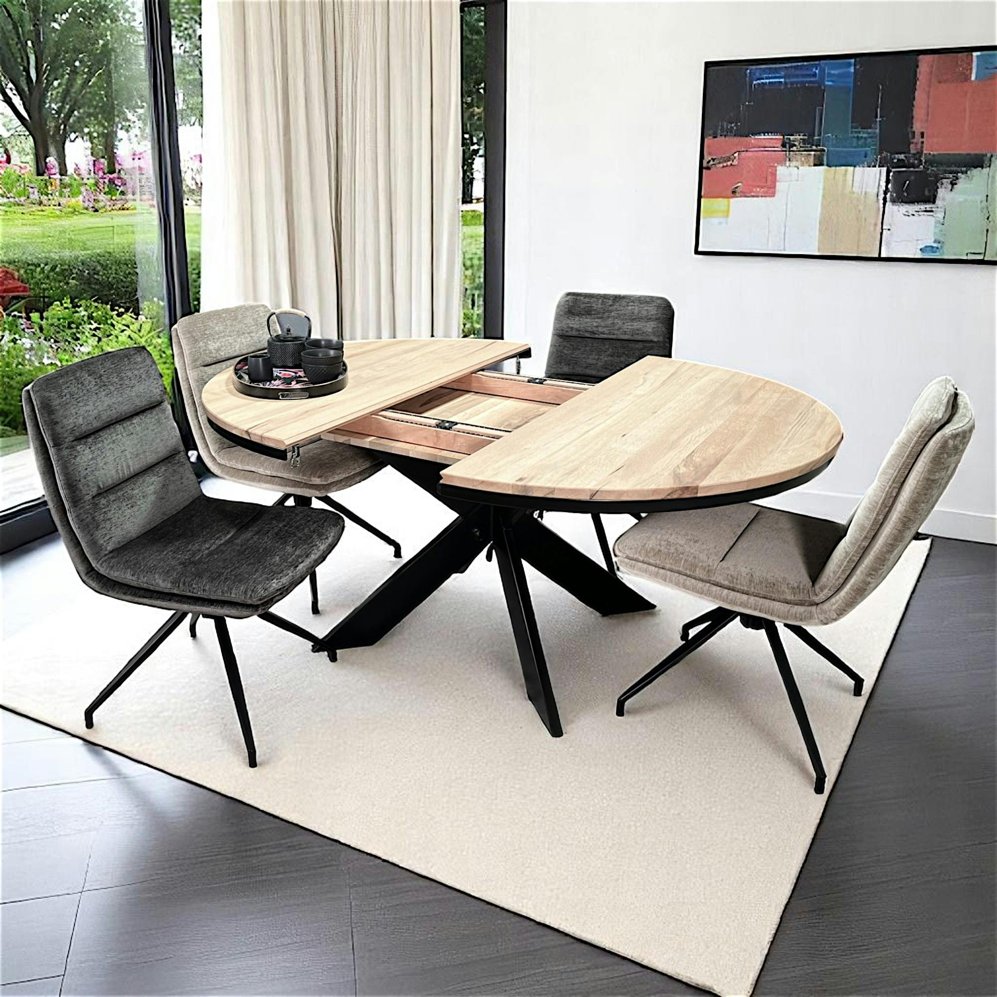 Table ronde extensible en chêne blanc 120 cm PALERME - 6