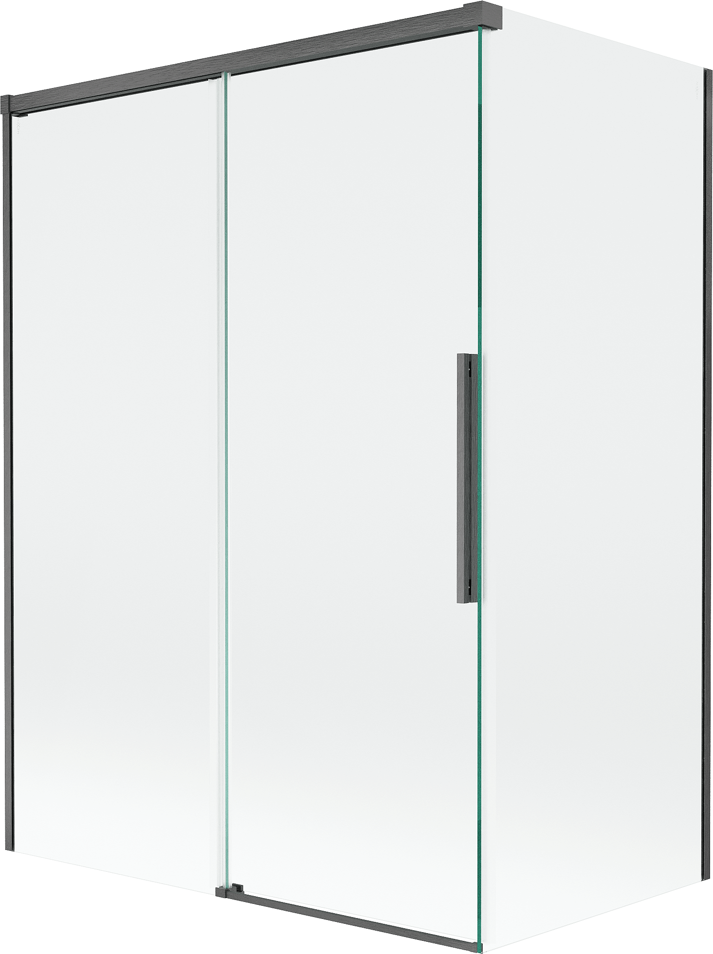 Mexen Rox parawan nawannowy 2-skrzydłowy rozsuwany 120 + 70 x 150 cm, transparent, gun gray szczotkowany - 8C9-120-070-66-00