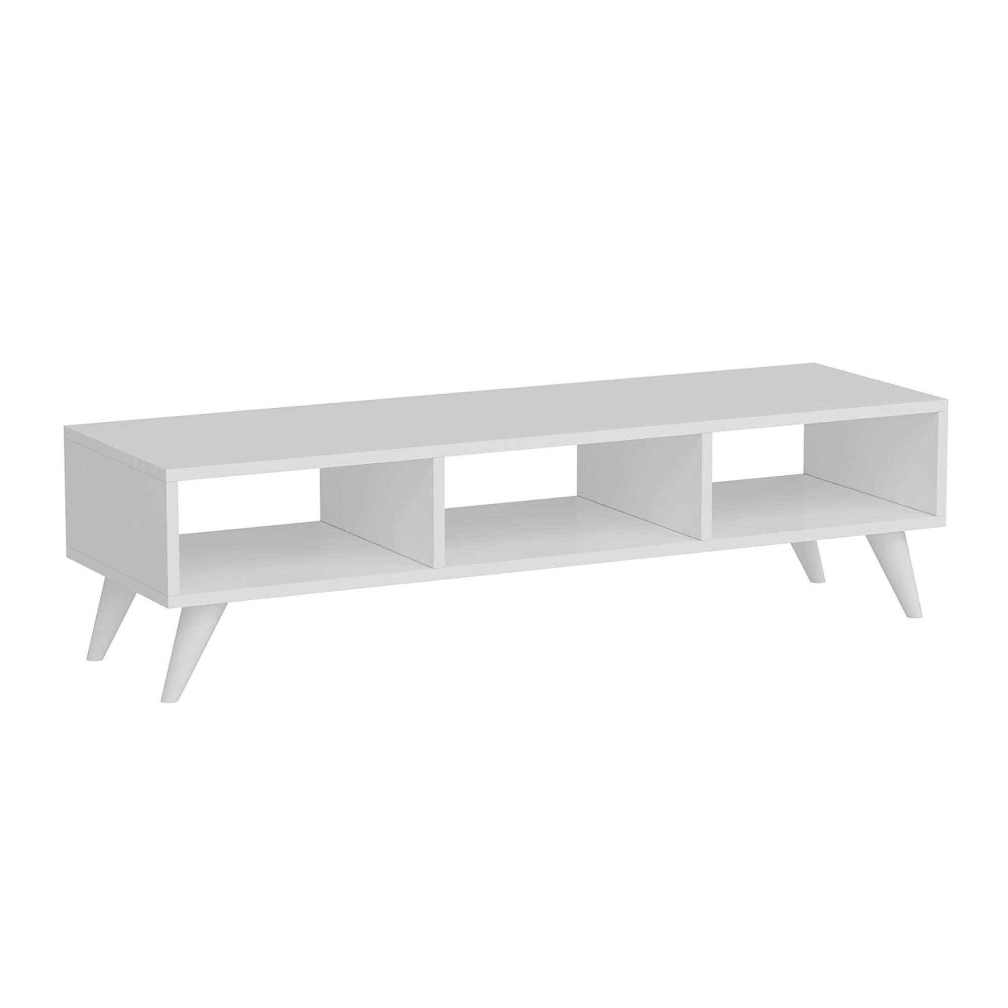 Meuble TV LED Panana En MDF Blanc - 5 Compartiments De Rangement, Éclairage Moderne Pour Salon, Chambre 100x35x65 Cm