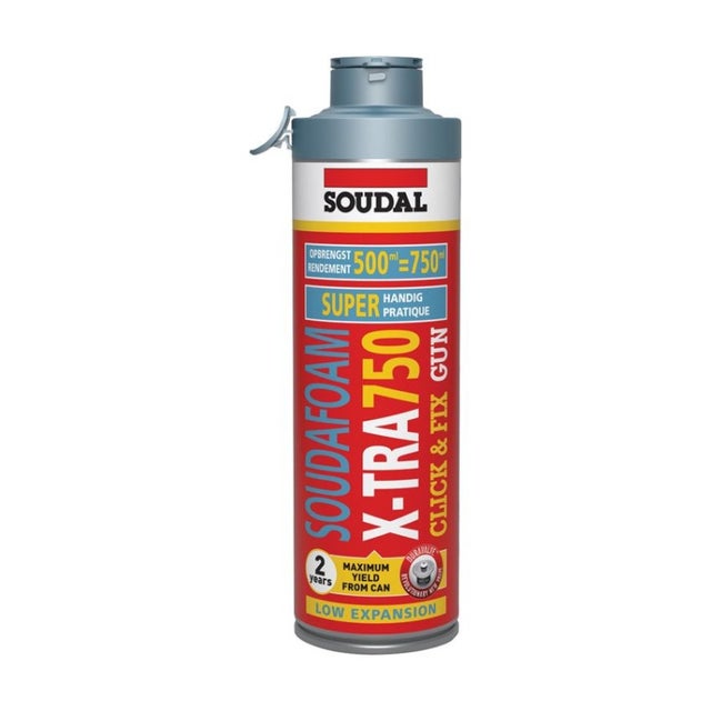 Soudafoam X-tra 750 gun C&F - Mousse PU à haut rendement EC 1 PLUS - Soudal - 500 ml