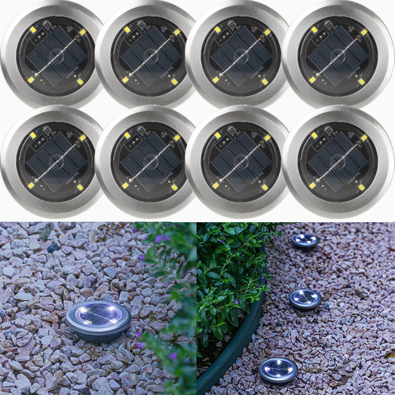Zestaw 8 wodoodpornych lamp solarnych LED do trawników, oświetlenia zewnętrznego, ogrodzeń, tarasów, ścieżek, oświetlenia schodów, chłodna biel