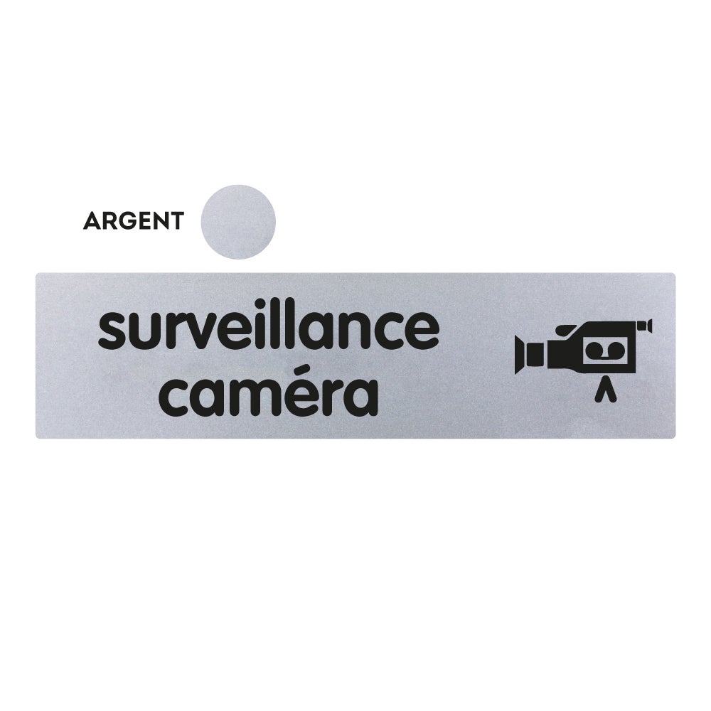 Plaque de porte Surveillance caméra Classique argent 170x45mm — free download