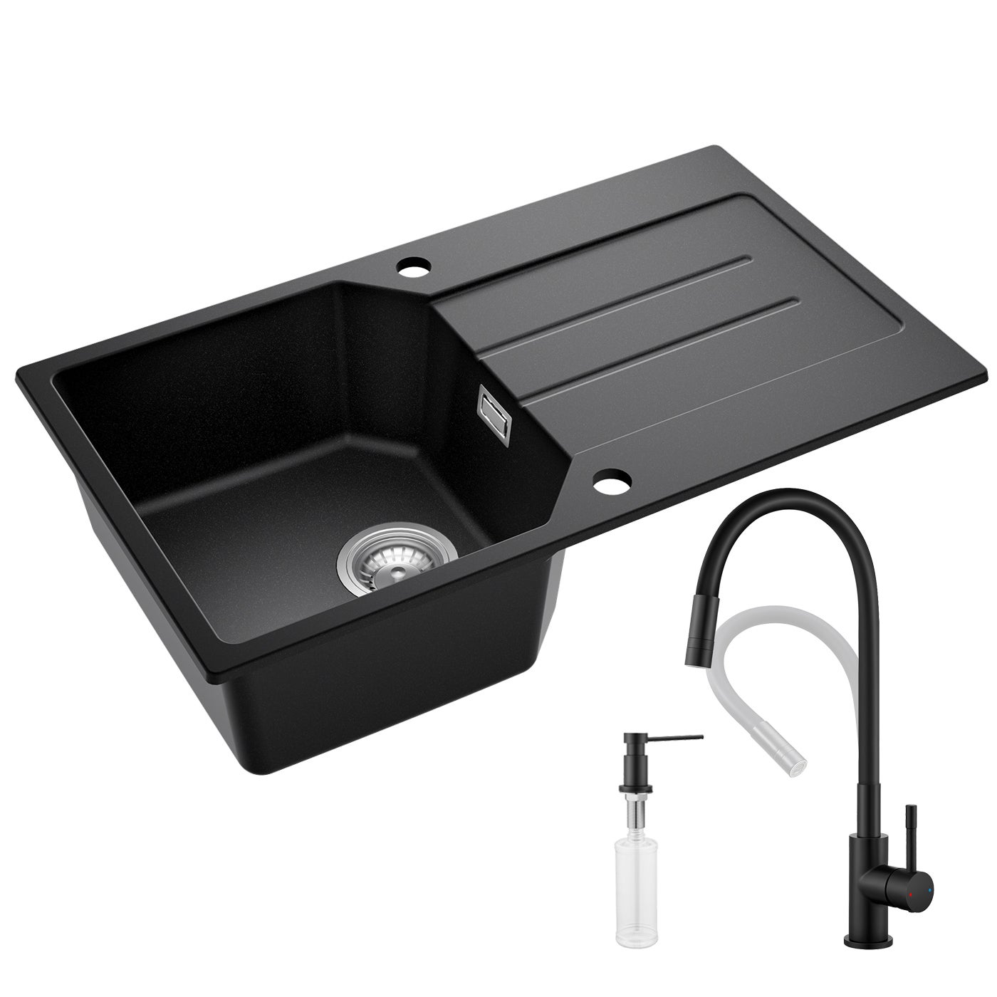 Fregadero De Cocina De Acero Inoxidable 60x45 Cm | 1 Seno Con Orificio Y Cesto, Para Encimera O Bajo Encimera, Incluye Sifón