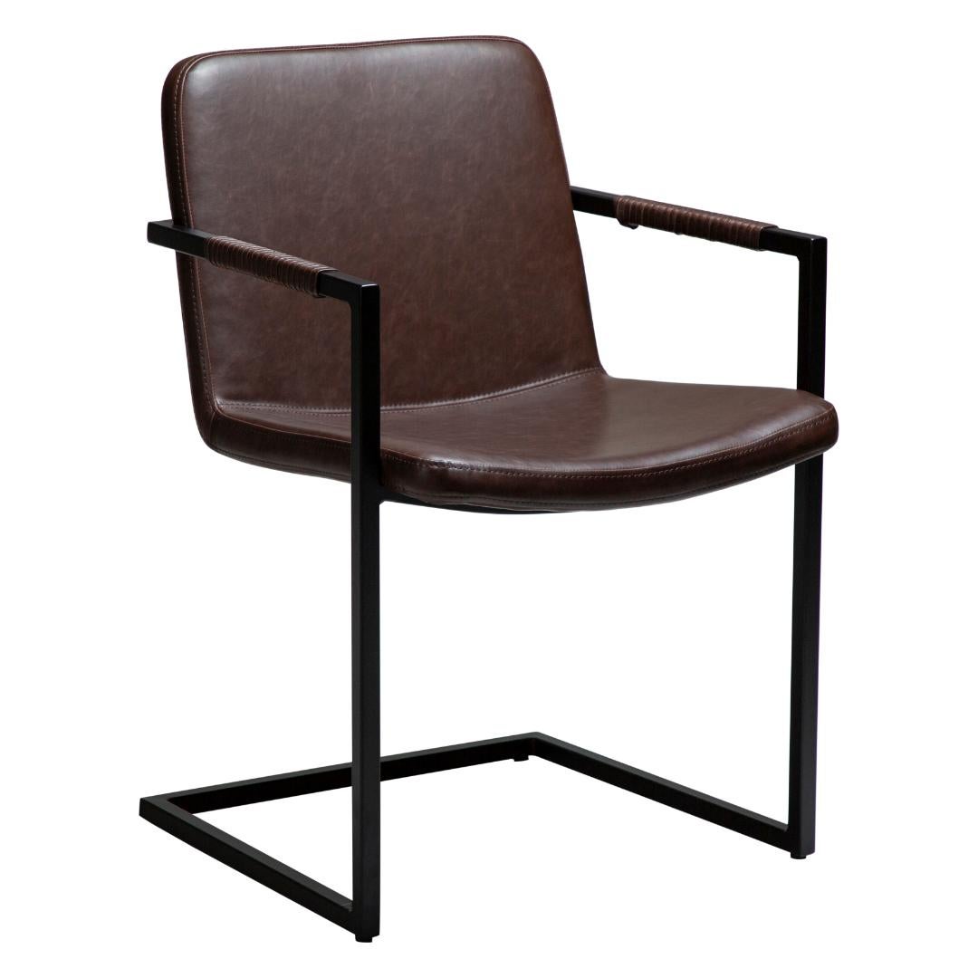 Bounce Dan-Form krzesło stołowe z podłokietnikami PU skóra sztuczna ciemnobrązowy.
