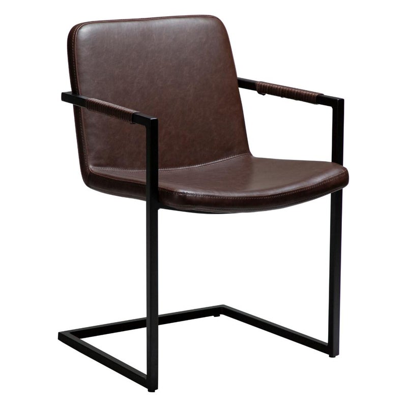 Bounce Dan-Form krzesło stołowe z podłokietnikami PU skóra sztuczna ciemnobrązowy.