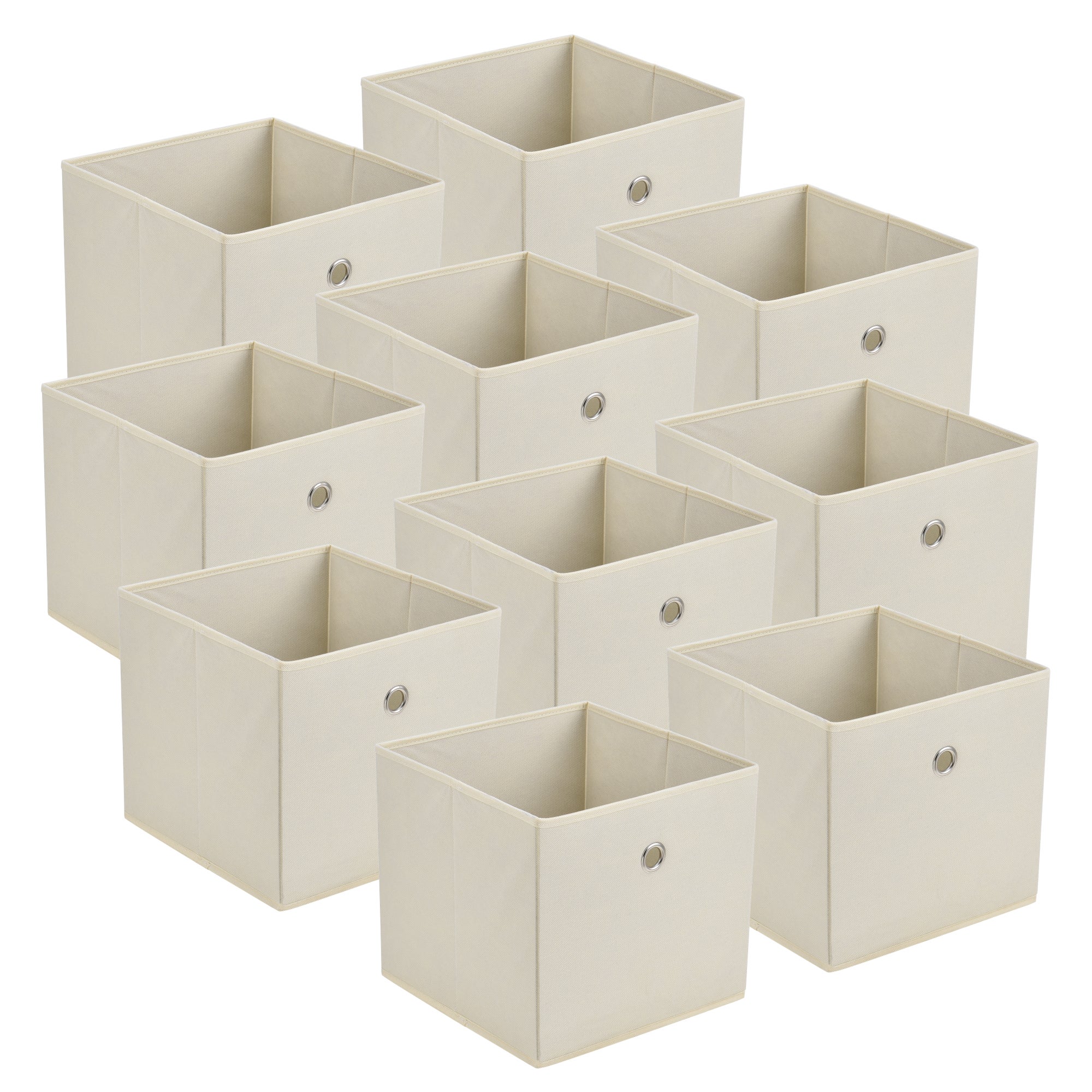 Set de 10 Boîtes de Rangement Textile Non Tissé 28 x 30 x 30 cm Beige [en.casa] - 7