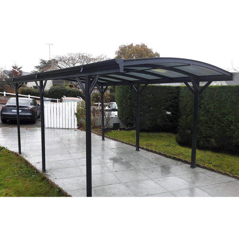 X-METAL Carport autoportant aluminium 15,15m² polycarbonate 6mm gris anthracite - 6