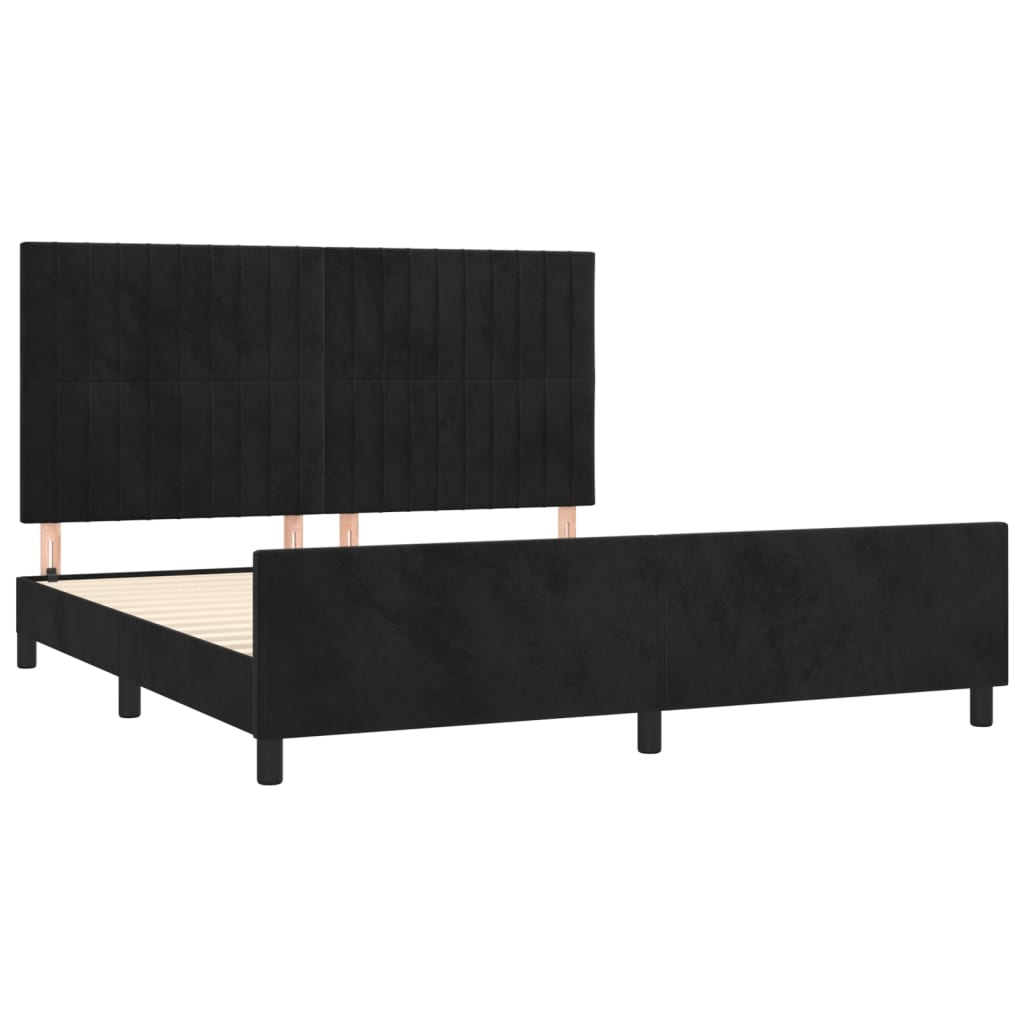 Cadre de lit sans matelas noir velours - 4