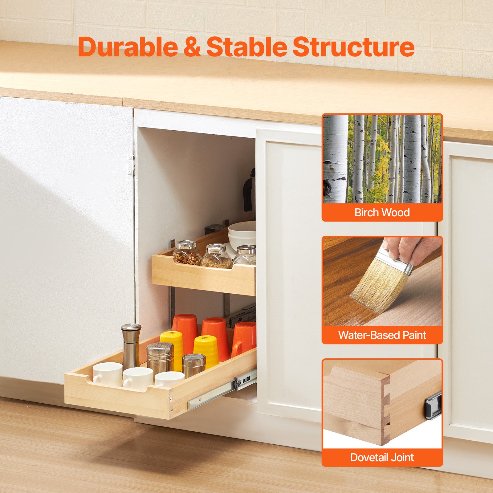 Organizer Estraibile Per Armadietti, 2 Pezzi, In Acciaio Inox, Larghezza Regolabile 30,5-46,5 Cm, Scorrevole, Per Cucina, Dispensa, Bagno, Sotto Lavello