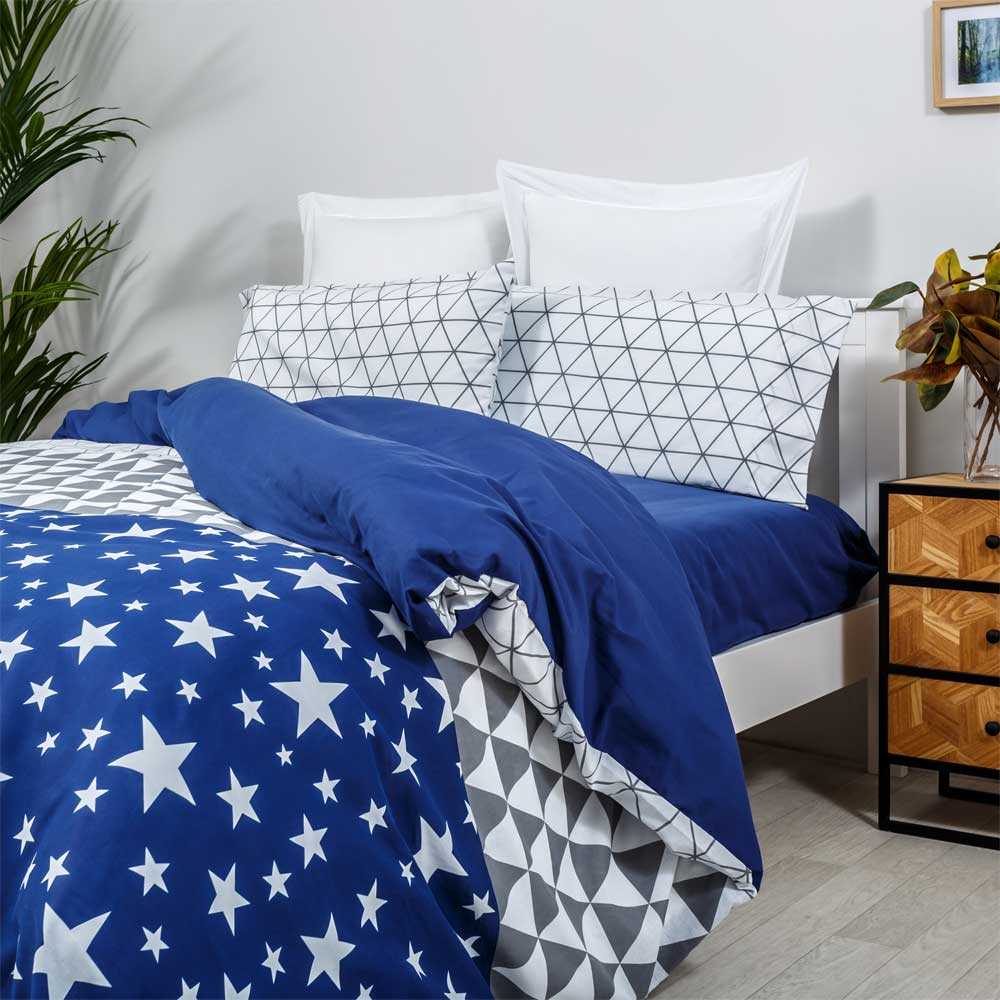 Cotton artean - funda nordica triangle azul algodón poliéster multicolor cama de 180