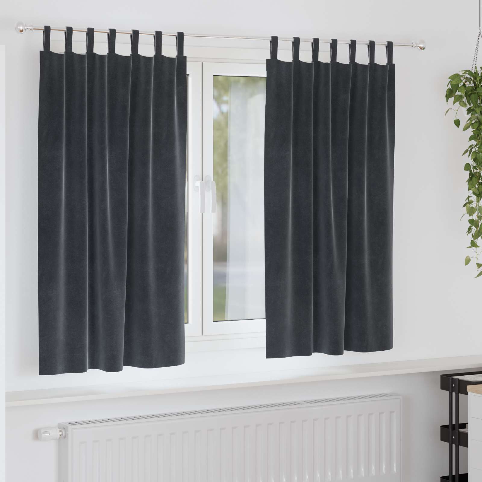 Zasłony zaciemniające 2 pcs Ciemnoszary 140 x 175 cm Aksamit vidaXL