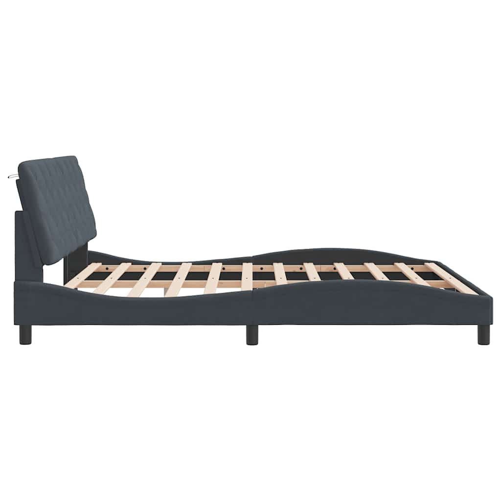 Cadre de lit sans matelas gris foncé 180 x 200 cm velours - 6