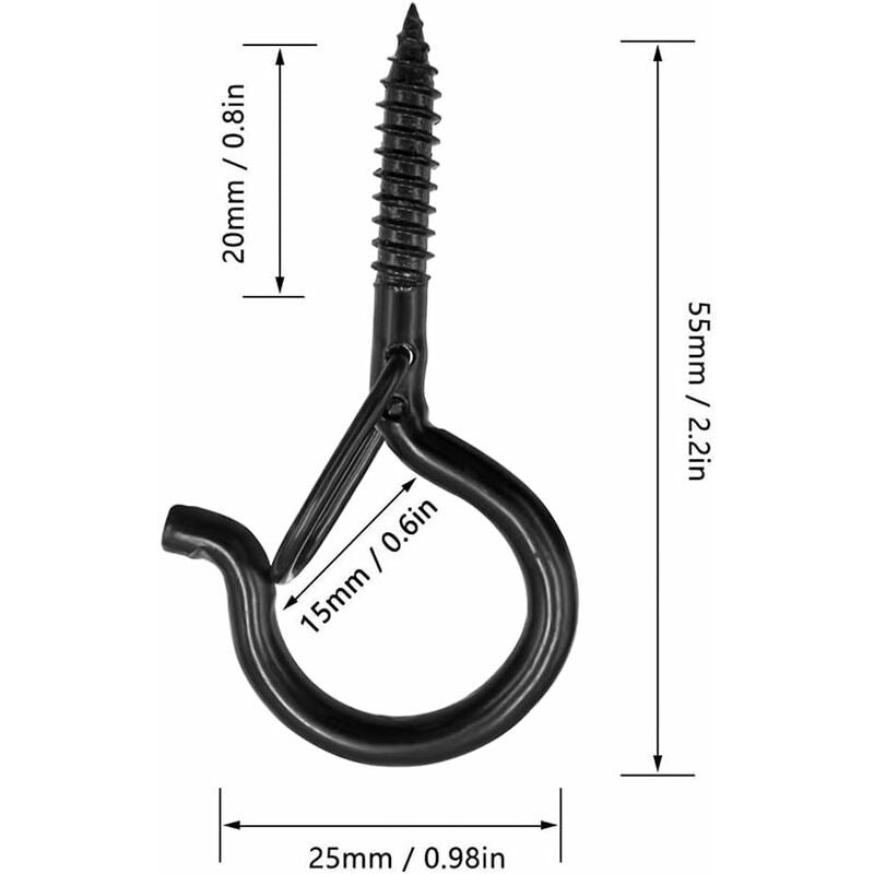 Ganchos de techo con tornillos: hebilla de seguridad resistente con tornillos para colgar cestas de plantas, comederos para pájaros, campanillas de v - 2