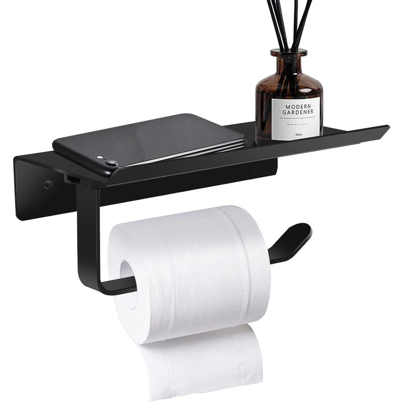 Uchwyt na papier toaletowy montowany na ścianie, aluminiowy uchwyt na papier toaletowy z przestronnymi półkami, do toalet i kuchni, łazienki