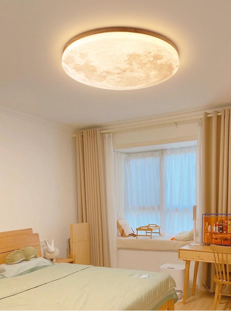 Plafonnier nordique en forme de lune,plafonnier LED rond,plafonnier créatif, idéal pour la chambre et la cuisine(26 cm,lumière tricolore) - ZAEWRY - 9