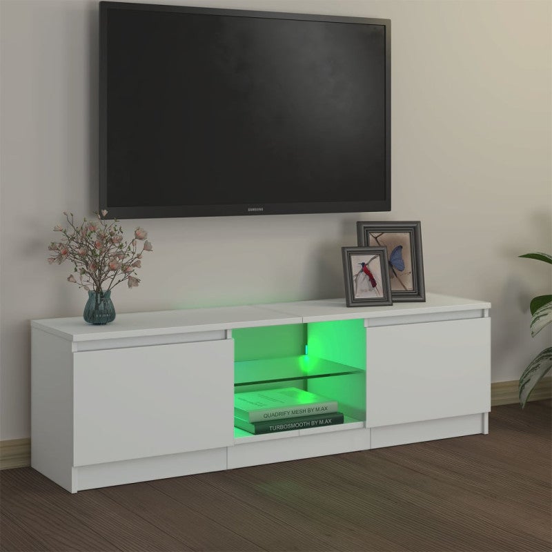 Meuble TV avec lumières LED Blanc 120x30x35,5 cm - 4