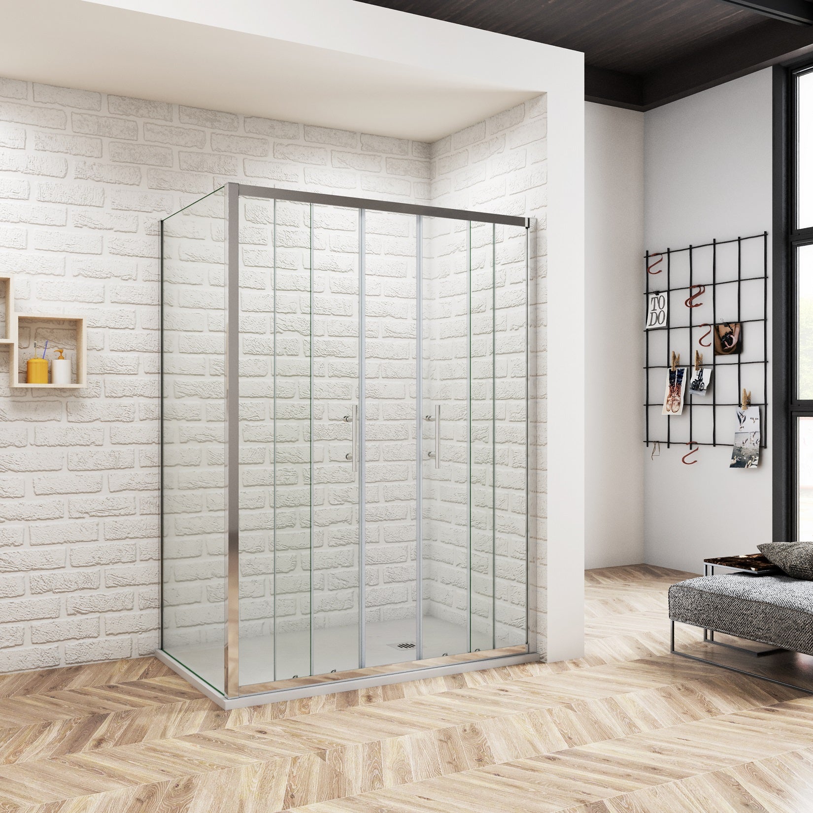 Cabine de douche 120x80x190 cm - Porte coulissante + paroi latérale - Étanchéité renforcée - Montage facile - 2