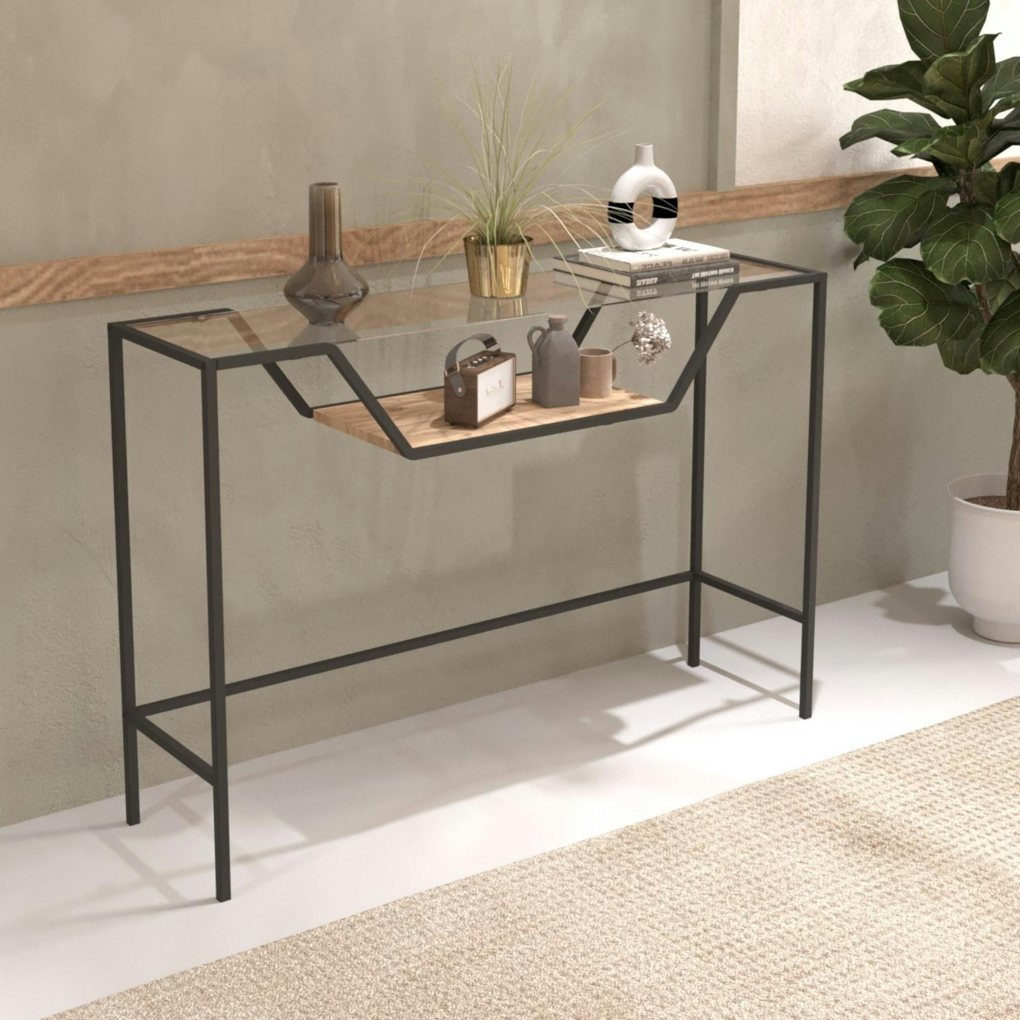 Console d'entrée design - métal noir & verre TULUM | Leroy Merlin