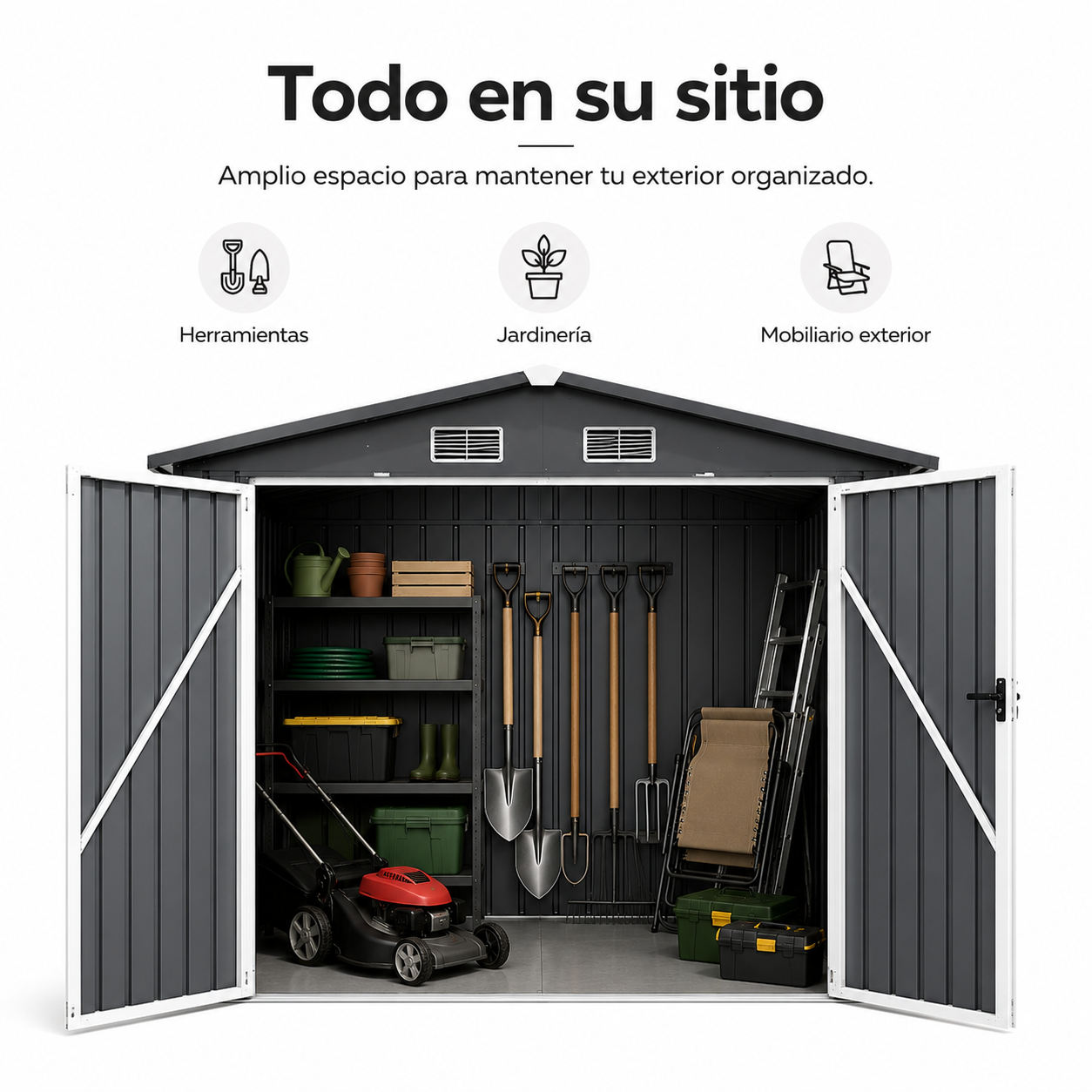 Caseta Metálica Exterior Con Puertas Dobles Abatibles 267,5 × 199 × 197 cm - 4