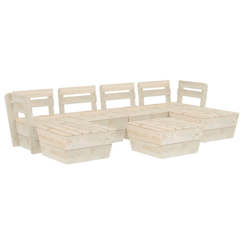 Salon de jardin palette 7 pcs Bois d'épicéa imprégné - 2