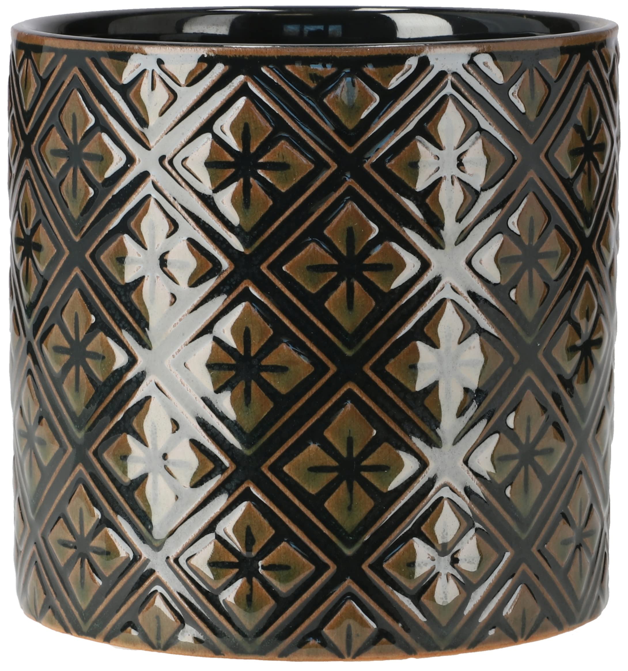 Set de Pots de Fleurs en Céramique avec Décorations 6 Pièces 130 x 135 mm Vert Foncé - KOTARBAU - 4
