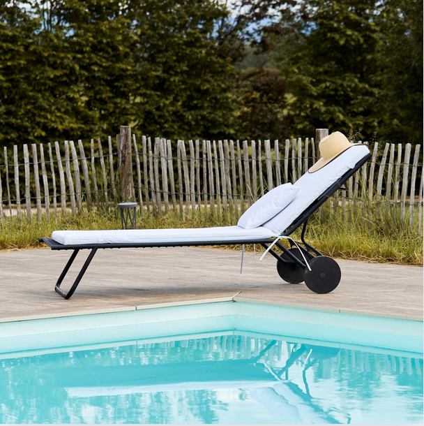 Matelas Bain de soleil extérieur imperméable MINORQUE - Blanc - 60x190 cm - Polyester - 3