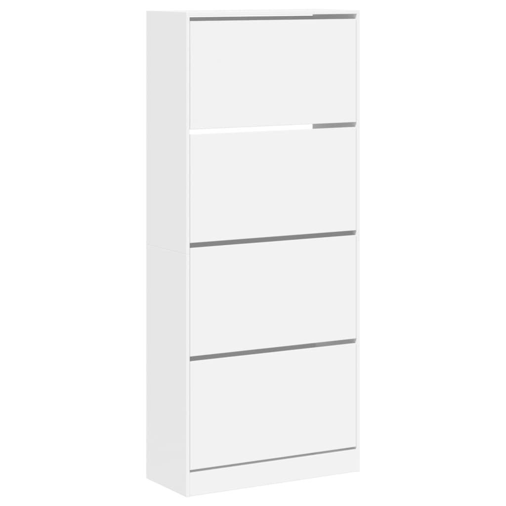 Scarpiera con 4 ante a ribalta e 2 cassetti - 160 x 34 x 107,5 - MDF - per l'ingresso - Bianco | Leroy Merlin