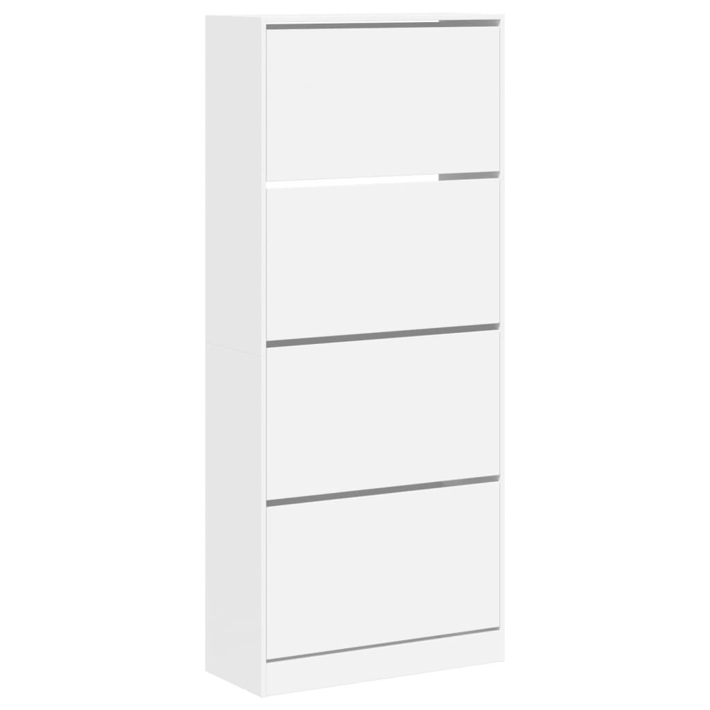 Scarpiera con 4 ante a ribalta e 2 cassetti - 160 x 34 x 107,5 - MDF - per l'ingresso - Bianco | Leroy Merlin Scarpiera con 4 ante a ribalta e 2 cassetti - 160 x 34 x 107,5 - MDF - per l'ingresso - Bianco | Leroy Merlin