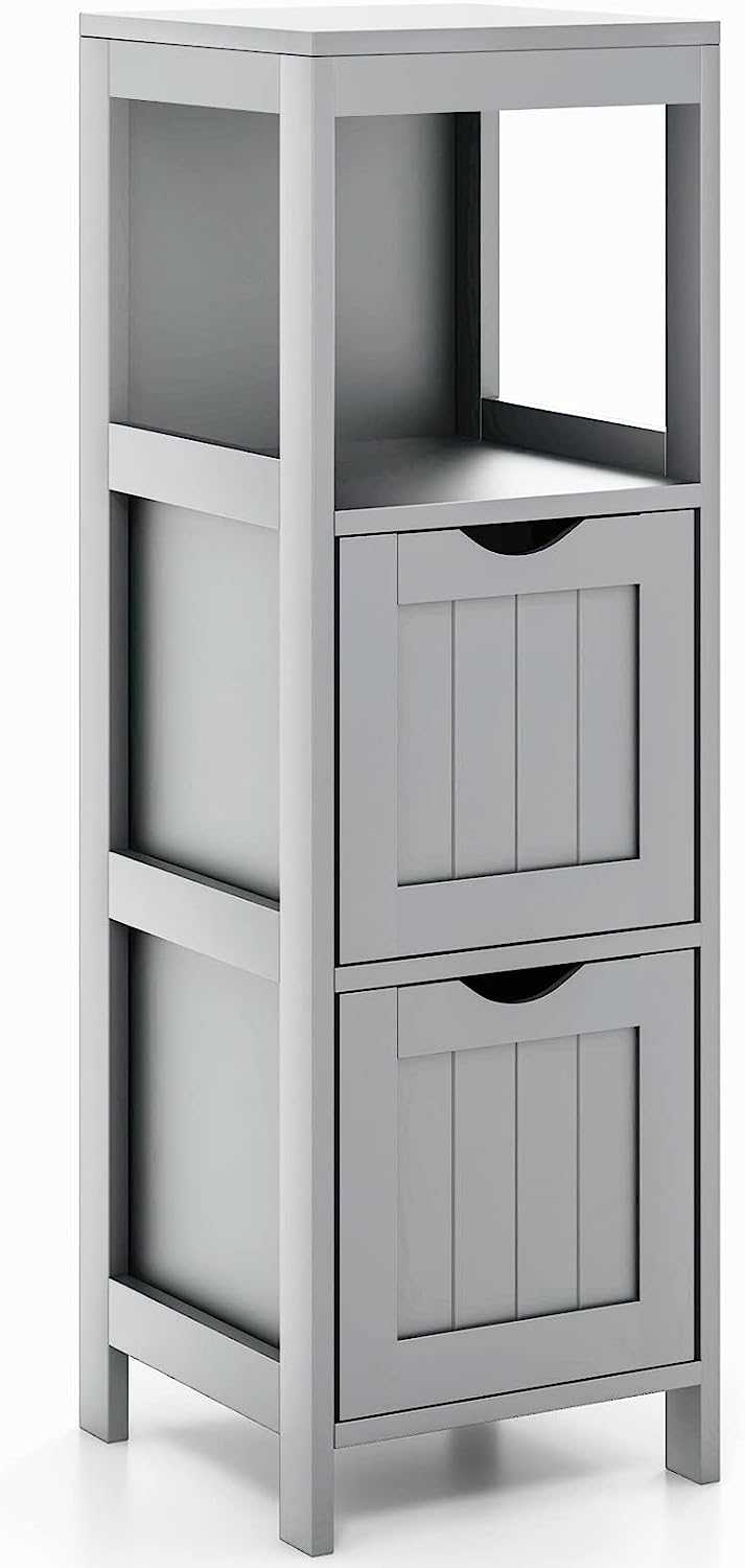 Wąska szafka łazienkowa, wolnostojąca szafka łazienkowa z 2 wyjmowanymi szufladami,drewniana szafka do przechowywania do łazienki, 30 x 30 x 90