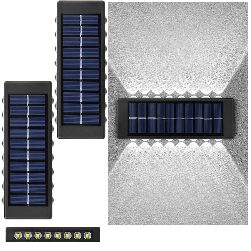 Solarne oświetlenie krajobrazowe, 16 LED, wodoszczelność IP65, idealne do patio, schodów, tarasów, balustrad i werand (światło białe - zestaw 2 szt.)