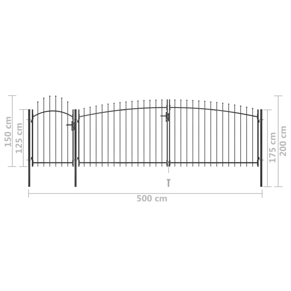 Maison Exclusive - Cancello da Giardino con Punta a Lancia 5x2 m Nero - 5