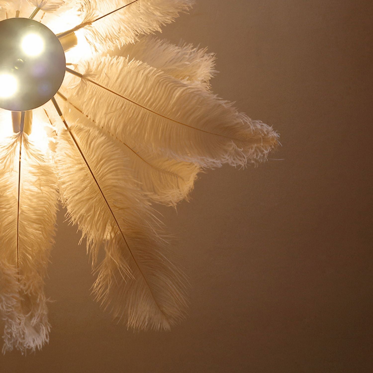 Lustre à plumes blanc Luminaire moderne en laiton LED pour chambre à coucher salon D110 cm - 3