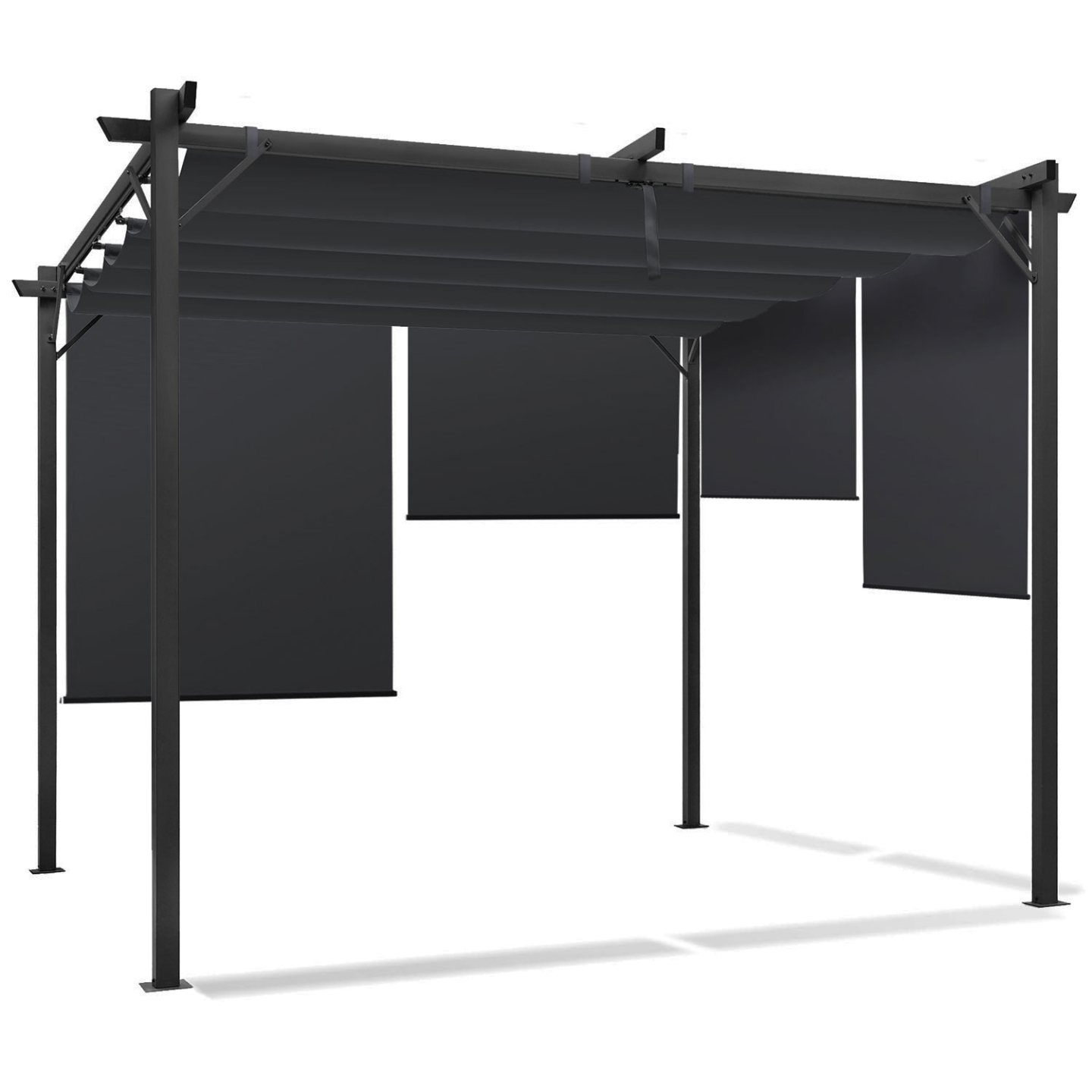 Pergola édition spéciale toit rétractable 3x3 M et 4 stores gris anthracite - 2