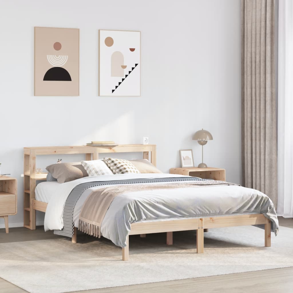 Comodino Corona In Legno Massello Di Pino, 53x39x50 Cm, Con 2 Cassetti E Maniglie In Metallo, Finitura Cera Marrone Miele, VidaXL - 3