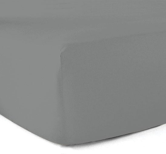 Drap-housse 100% coton 57 Fils Gris 120 x 190 cm - Bonnet 30 cm